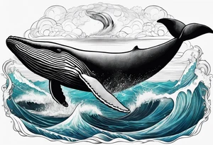 Humpback whale tail sticking out of ocean tattoo idea