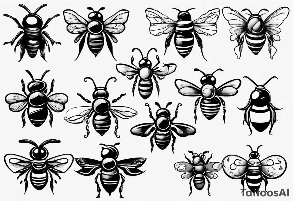 Biene, comic, klein, gesicht, seitenansicht tattoo idea