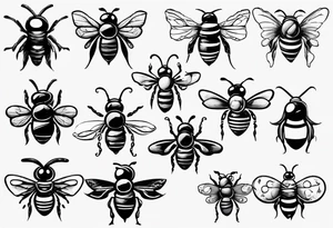 Biene, comic, klein, gesicht, seitenansicht tattoo idea
