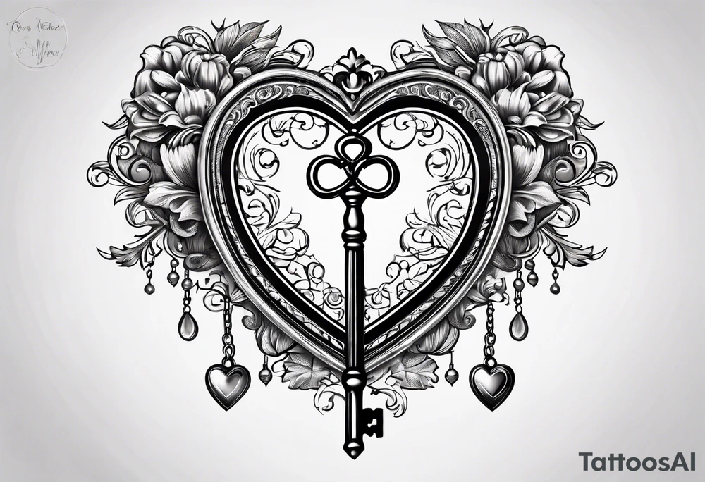 Heart shaped antique key tattoo idea