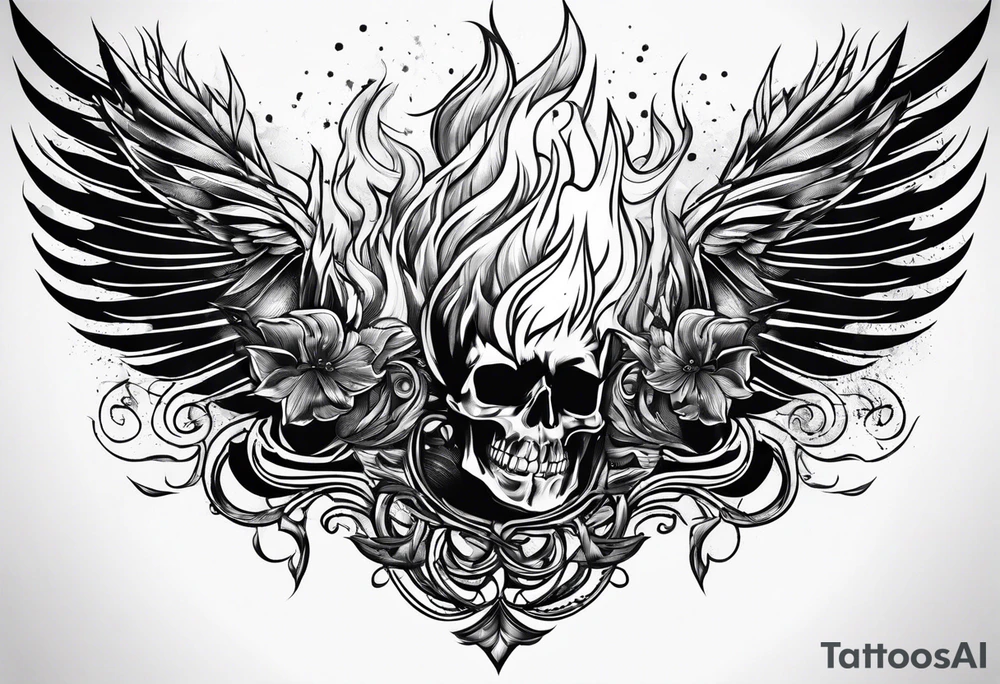 fire and lightning on hand tattoo idea