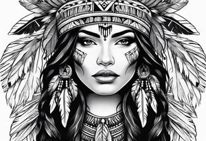 Native American woman in nature tattoo idea
