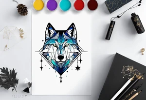 Constellation, two animal wolf, géométric tattoo idea