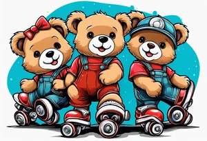 teddy bears wearing roller skates on their feet tattoo idea