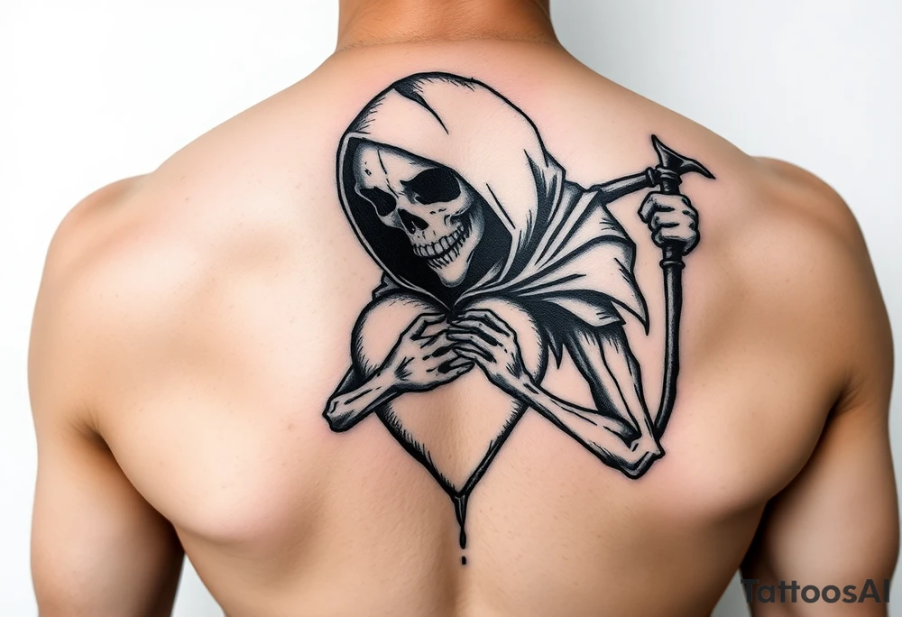 Grim reaper heartbroken tattoo idea