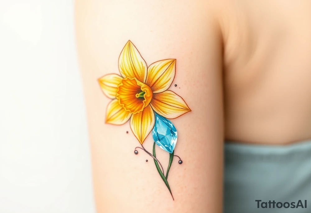 daffodil and the jonquil aquamarine stone tattoo idea