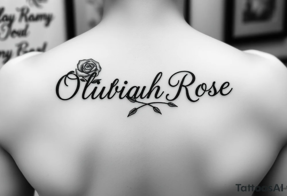 The name Oliviah Rose written as the rose stem spelt as the name
Girl tattoo tattoo idea