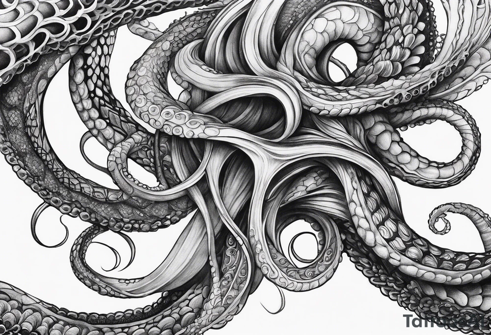 natural real entwined tentacles tattoo idea