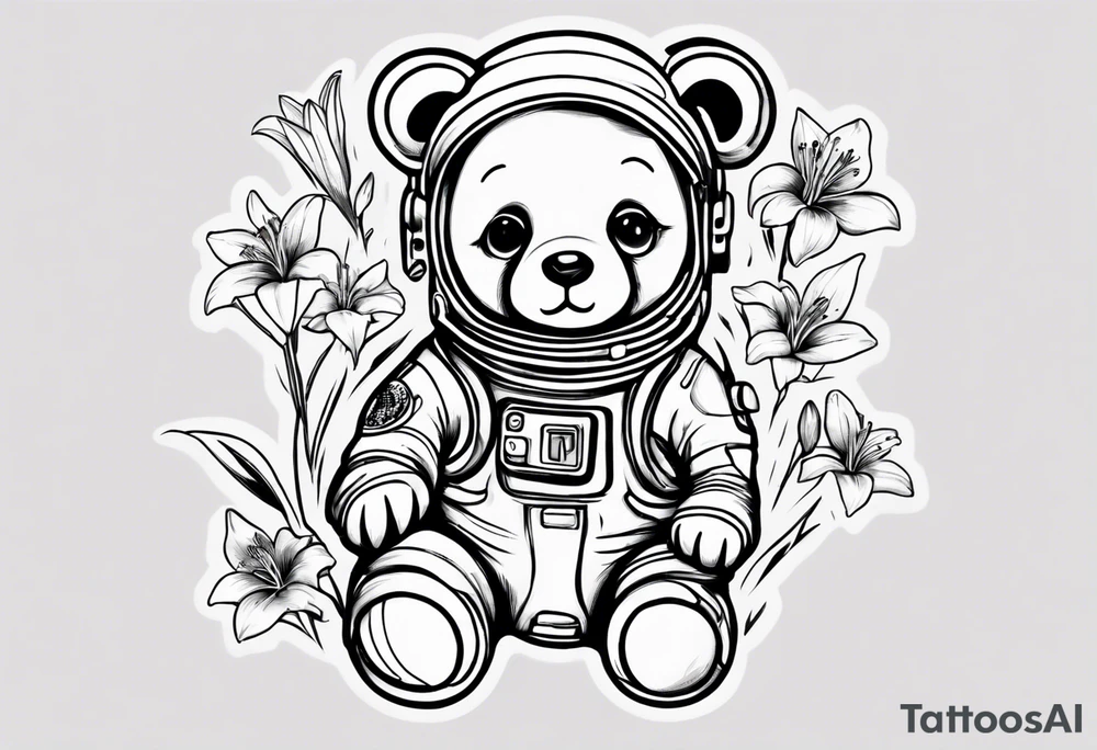 Teddy bear astronaut Lily tattoo idea