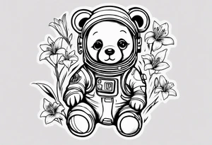 Teddy bear astronaut Lily tattoo idea