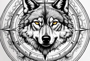 Wolf Eyes in the middle of a compass tattoo idea