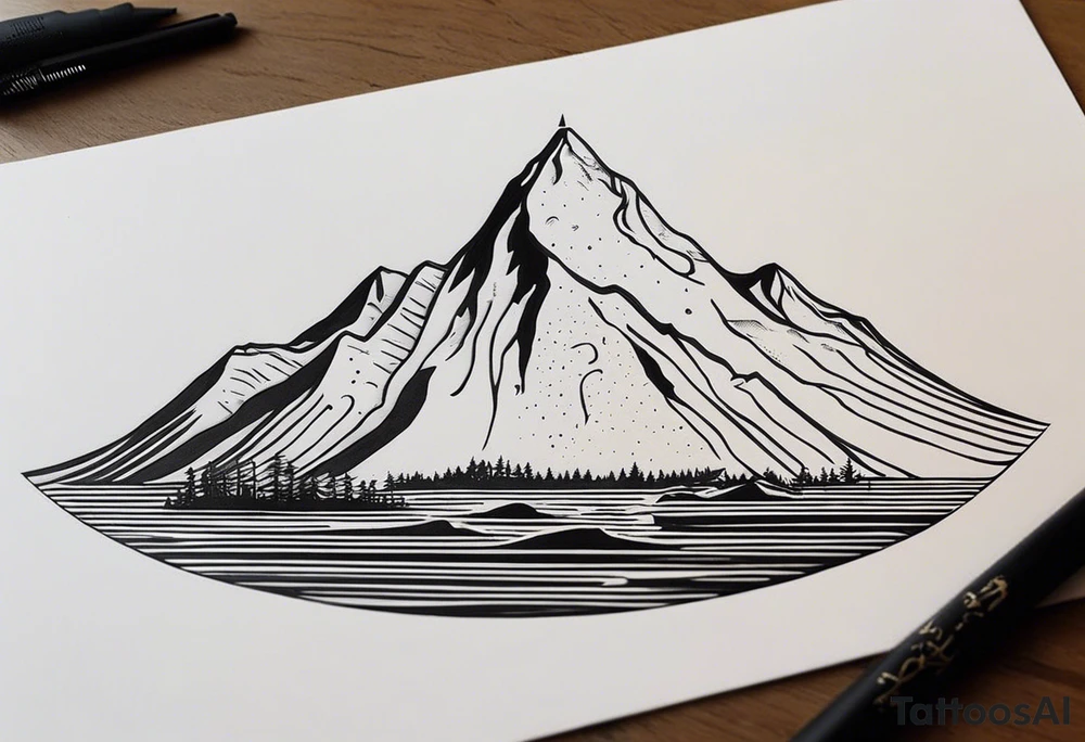 Let the coordinates 35.331° N, 33.429° E be written, next to it should be a mountain, sun, sea and tree icon, the letters of the coordinate should be capitalized and the numbers next to it should be written from top to bottom. tattoo idea