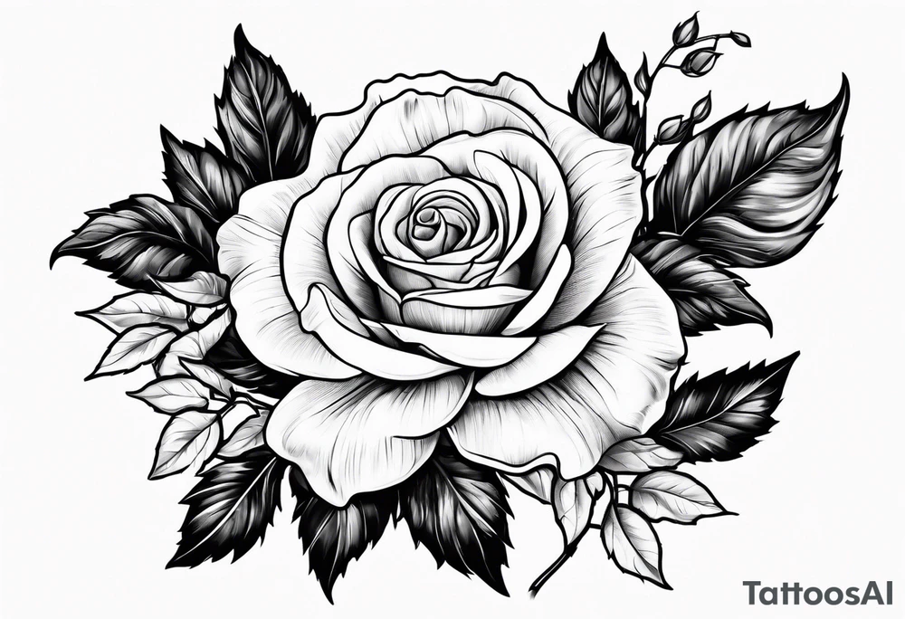 Rose, narcissus flower, holly flower tattoo idea