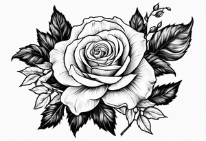 Rose, narcissus flower, holly flower tattoo idea