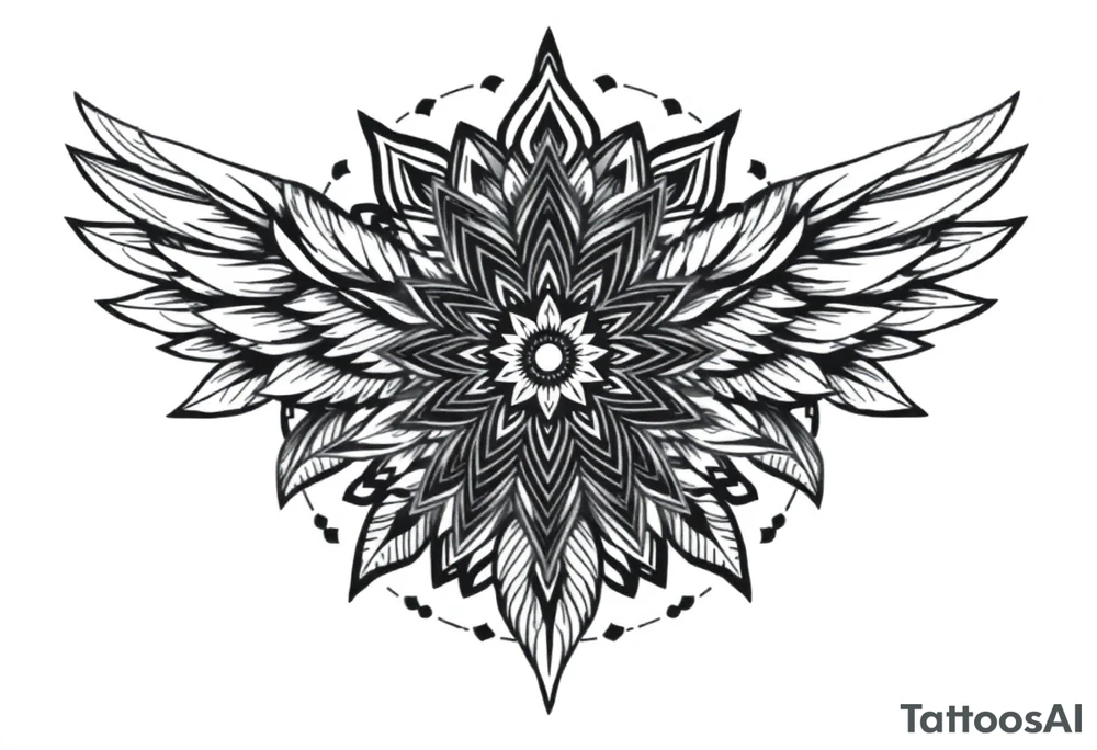 spiritual feather indian mandala shaman tattoo idea