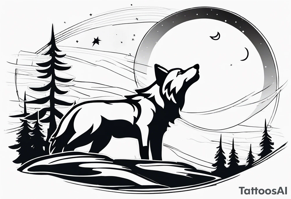 wolf howling at the moon tattoo idea