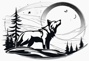 wolf howling at the moon tattoo idea