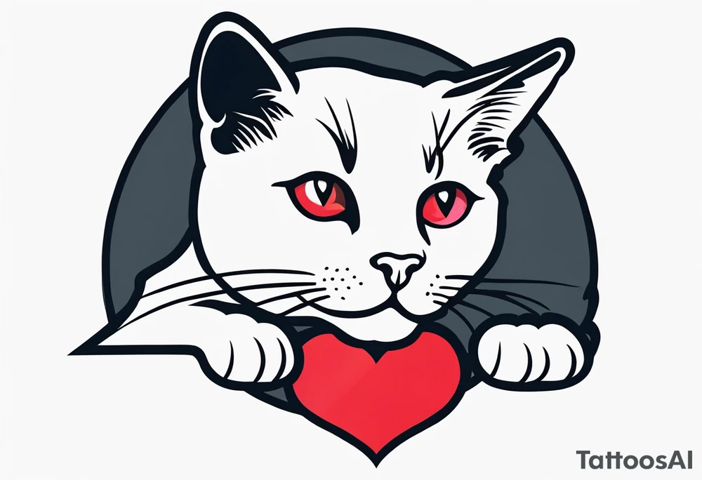 A cat with a heart tattoo idea