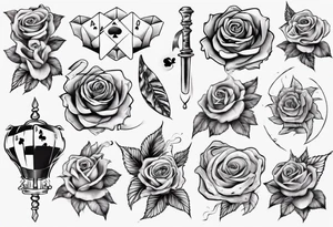 Half-sleeve with roses, beach theme and gambling tattoo idea
