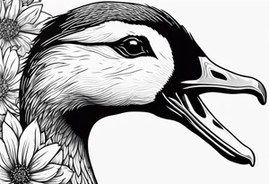 angry canadian goose with flowers side tattoo idea