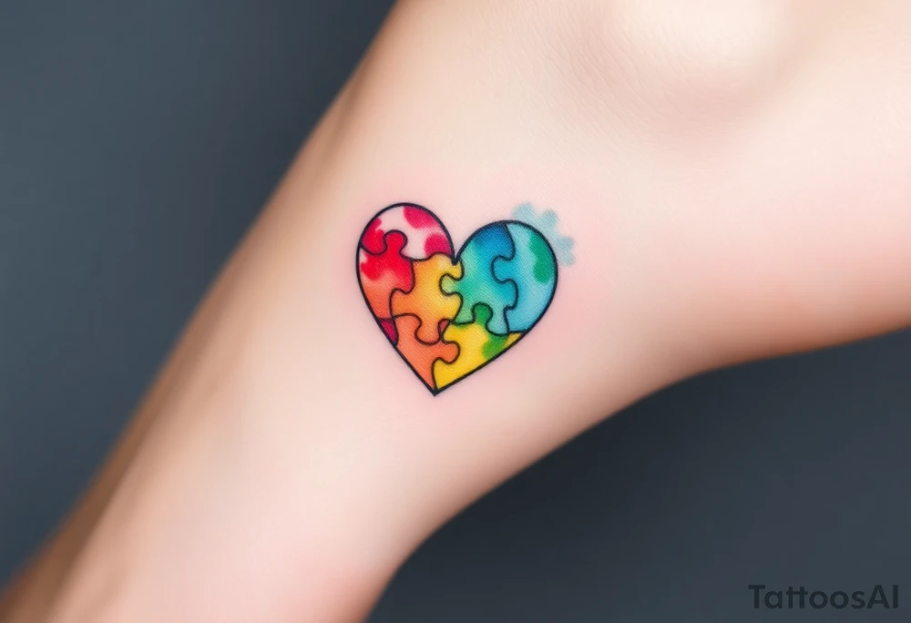 autism heart puzzle shape symbol tattoo idea