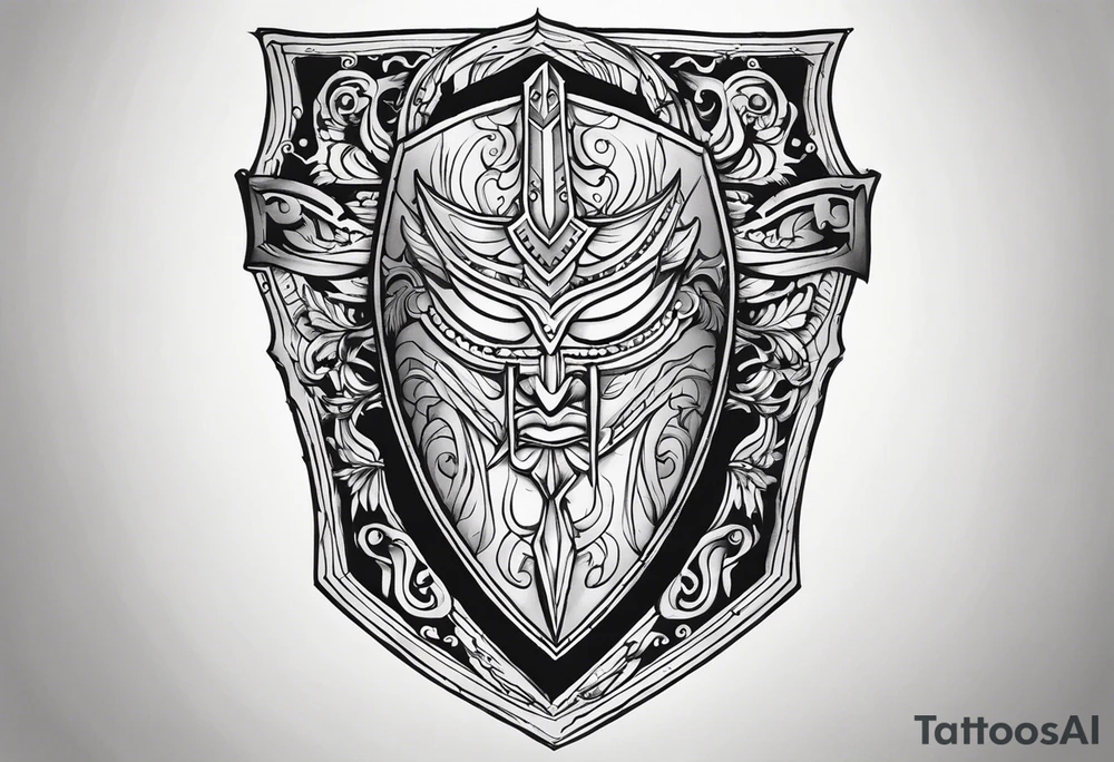 tears bouncing off shield held by warrior very simple tattoo idea