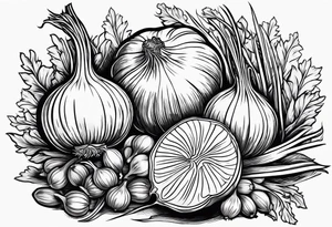 Onion, carrots, celery tattoo idea