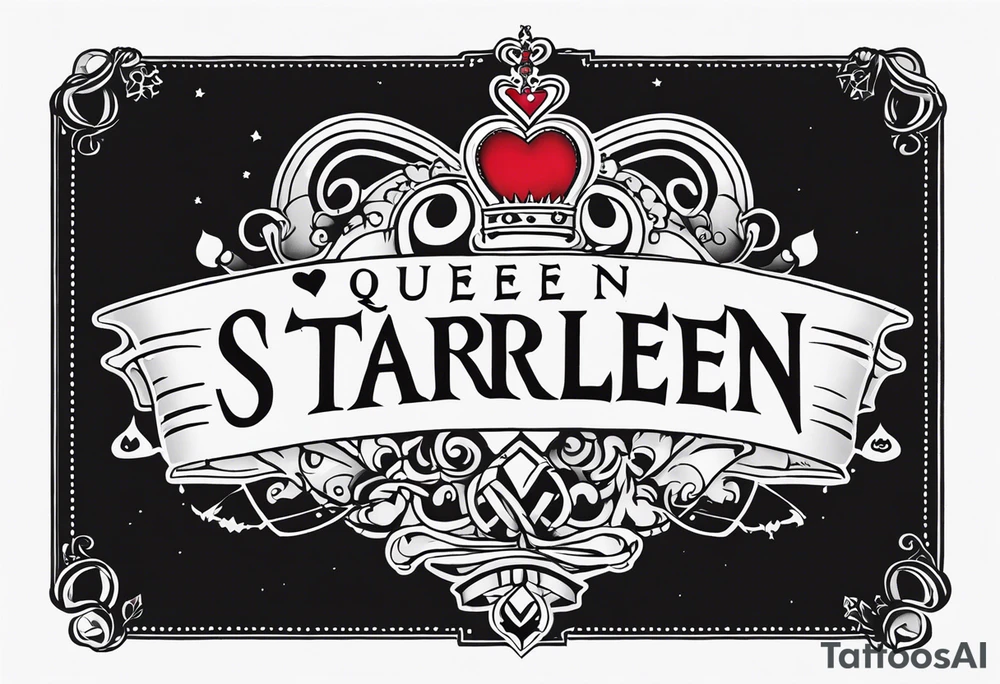 queen of hearts -on forearm - with text saying "queen starleen" tattoo idea