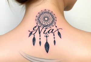 Name Nia in a  dreamcatcher tattoo idea