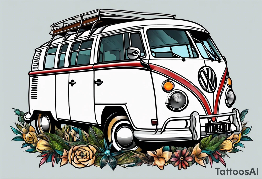 VW Kombi, Australian bush, Compass rose tattoo idea