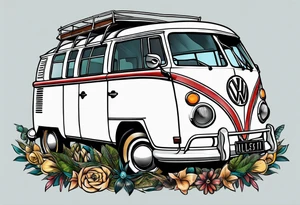 VW Kombi, Australian bush, Compass rose tattoo idea
