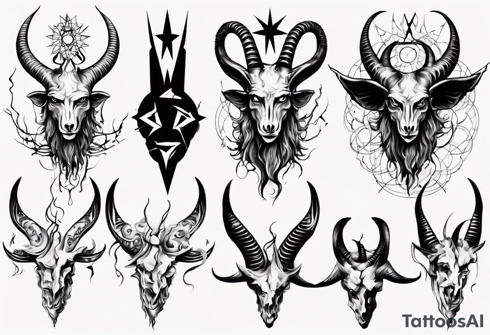 Baphomet sleeve high contrast tattoo idea