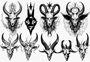 Baphomet sleeve high contrast tattoo idea