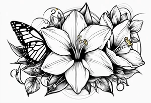 morning glory and daffodil with butterflies tattoo idea