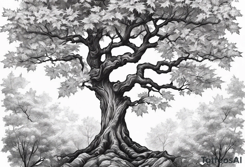 A maple tree with branches and a cross as the trunk. tattoo idea A maple tree with branches and a cross as the trunk. tattoo idea
