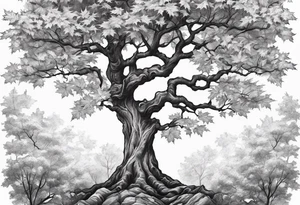 A maple tree with branches and a cross as the trunk. tattoo idea