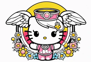 angel hello kitty with halo tattoo idea