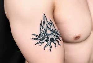 flame in a heavy roots sphere tattoo idea