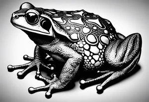 Toad with six pack abs tattoo idea