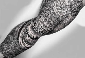 Extreme full LEG sleeve on white background tattoo idea