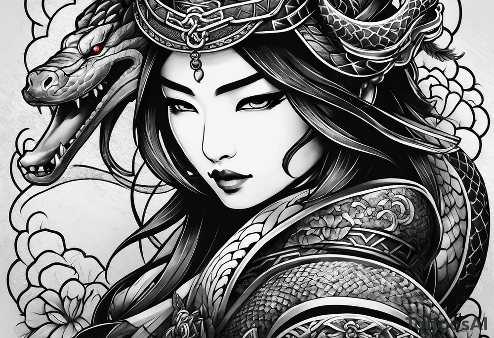Samurai snake tattoo idea