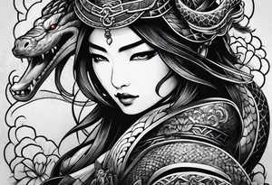 Samurai snake tattoo idea