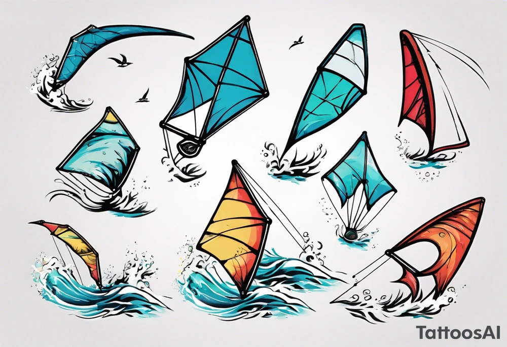 Kitesurfing kite in the sea tattoo idea