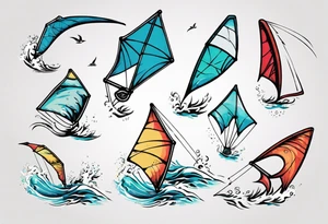 Kitesurfing kite in the sea tattoo idea