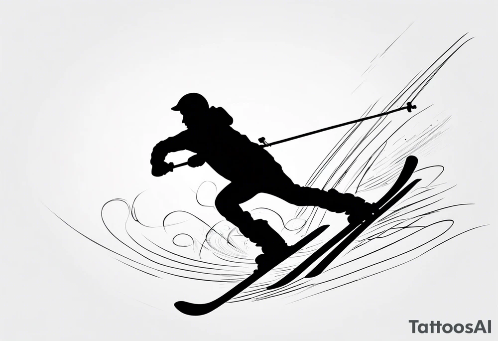 Skier in motion, single line tattoo idea