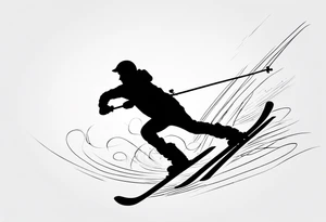 Skier in motion, single line tattoo idea