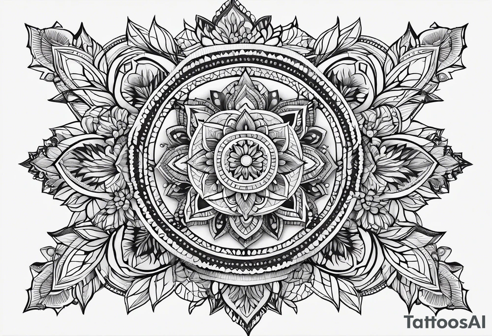Thick line mandala lace diamond tattoo idea