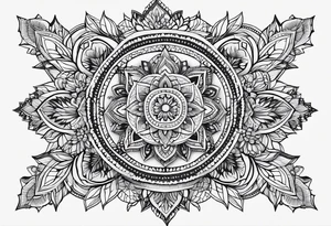 Thick line mandala lace diamond tattoo idea