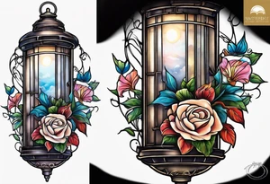 Lantern with Morning Glories tattoo idea