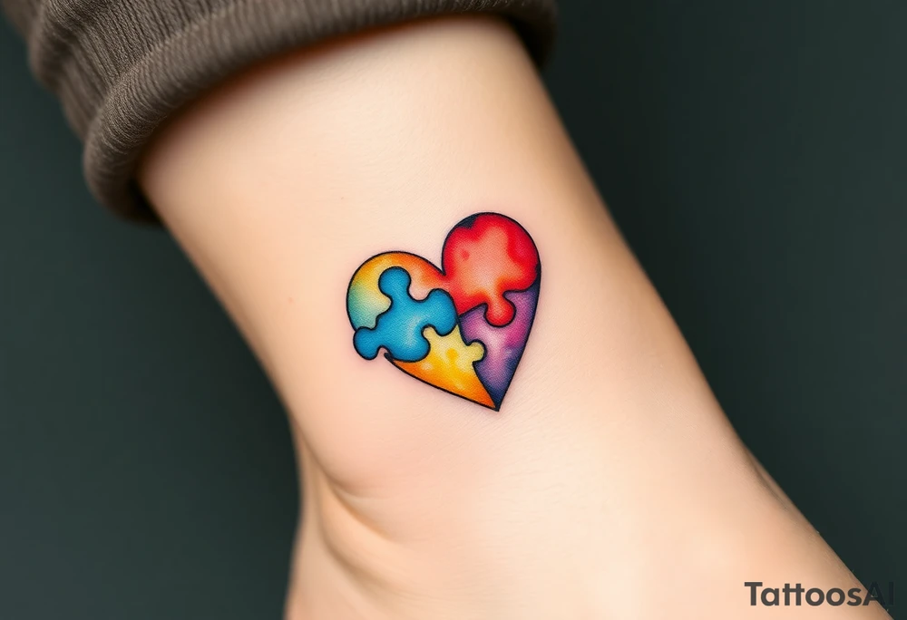 autism heart puzzle shape symbol tattoo idea